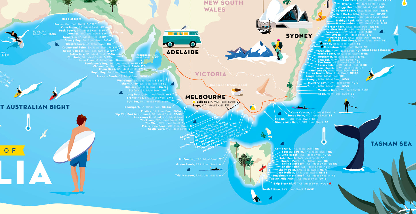 Great Surf Breaks of Australia (Kids & Big Kids map)