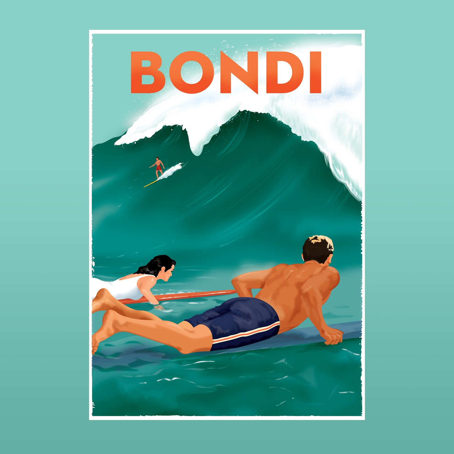 BONDI IS CALLING, 1960s retro artwork.