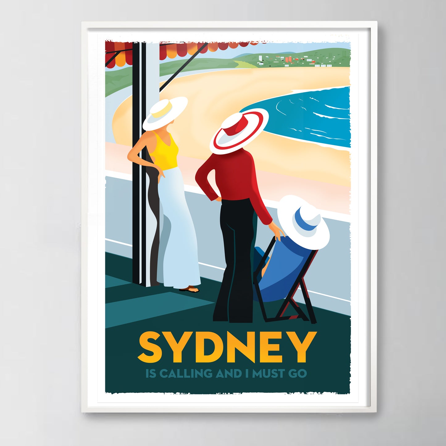 SYDNEY (BONDI) IS CALLING, 1960s retro artwork.